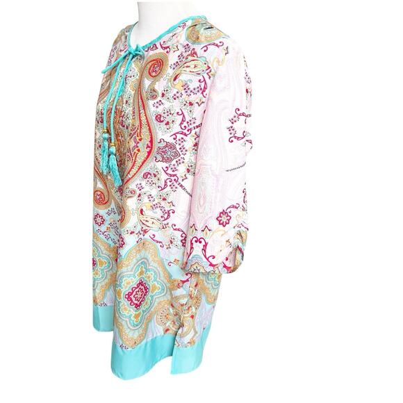Soft Surroundings Bohemian Tunic Size Large Multi Pattern Colorful With Tassels - Picture 4 of 14